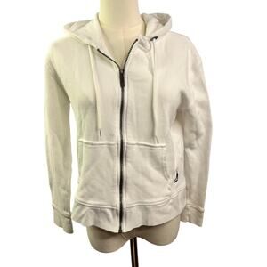 Kangol cropped waffle knit zip up hoodie size small white
